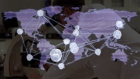 In laboratory, scientist working with global network connections animation displayed. Technology, innovation, research, digital, futuristic, analysis - Powered by Shutterstock - Get 15% off with code: PIKWIZARD15