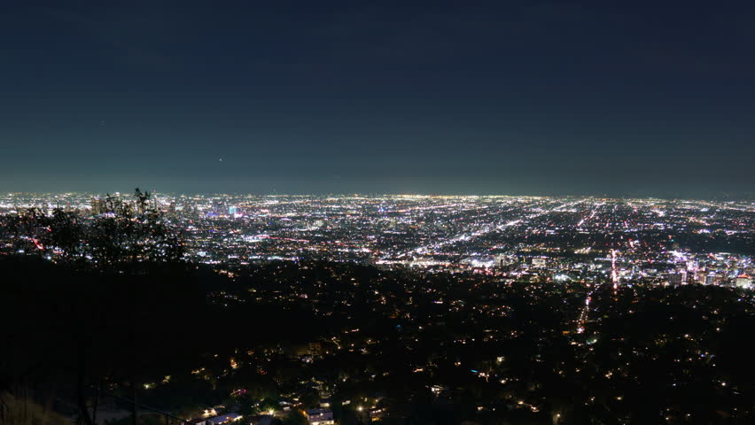 Los Angeles and Hollywood Skyline at Night Skyline California USA
