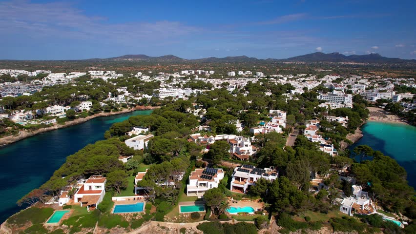 Best scenic beaches of Mallorca (Majorca) island - aerial 4k hd video of Cala d