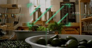 Fresh vegetables and fruits displayed in market with digital data overlay animation. produce, technology, farming, analytics - Powered by Shutterstock - Get 15% off with code: PIKWIZARD15