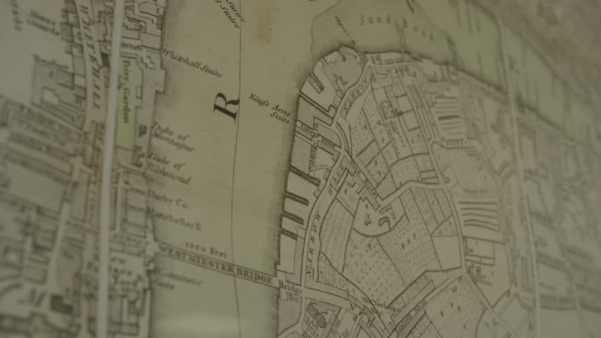 A 5K shot of an old map of London.
