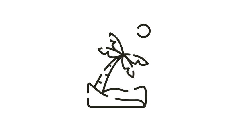 Looping Animated Outline Palm Tree Icon