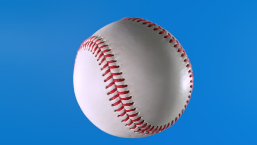 Baseball Ball Rotating in Super Slow Motion on Blue Screen, 1000 fps.