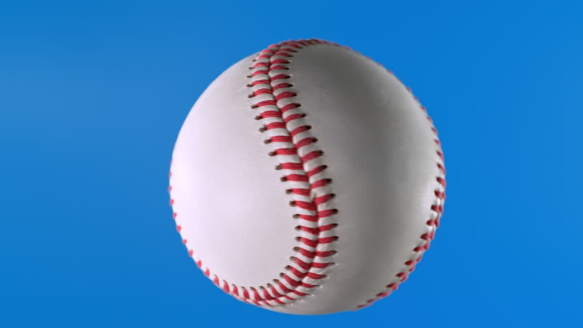 Baseball Ball Rotating in Super Slow Motion on Blue Screen, 1000 fps.