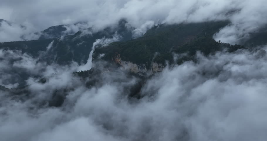 Arising fog over the mountain of Nujiang river in Yunnan province,China