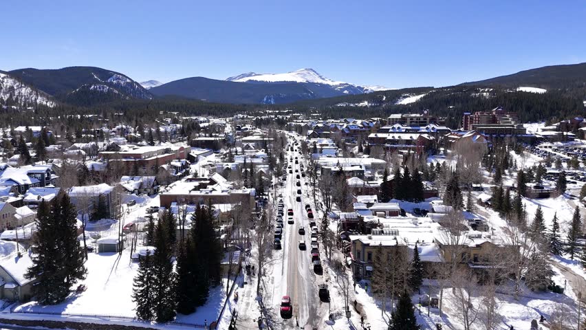 Drone Flight over Breckenridge in Winter