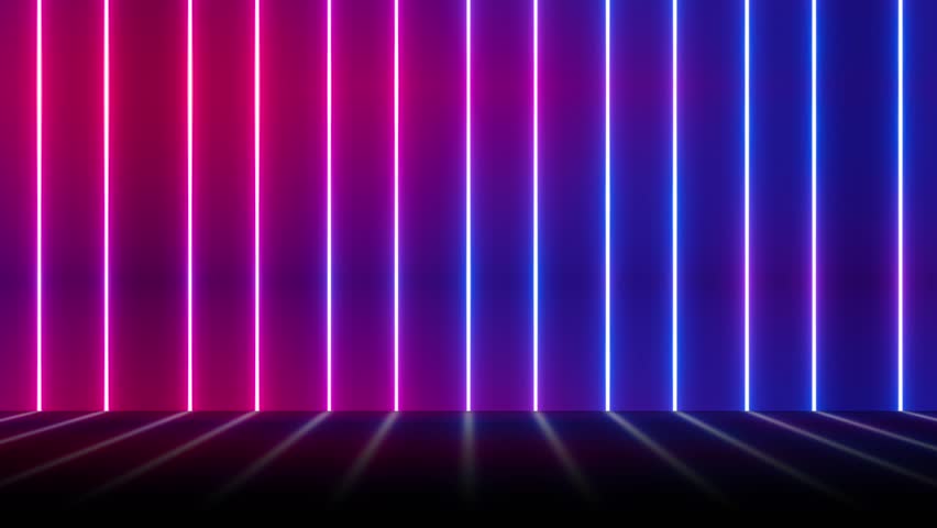 Wall stage Neon lamps technology animation abstract backdrop, vibrant tunnel blinking spectrum lights show stage backlights energy flashing catchy empty music intros backdrop