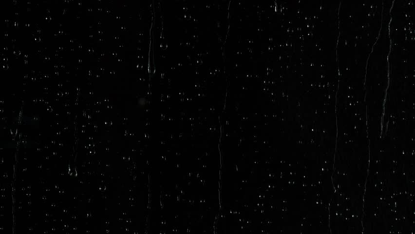 Close-up rain water drops, raindrops texture falling on black window background