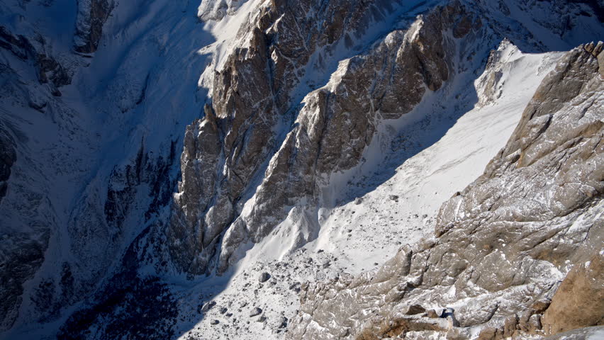 View of snow on the mountains in the Dolomites, Italy