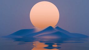 Minimal abstract scene with a large orange sun and rolling blue waves against a purple sky, creating a dreamy, surreal landscape with soft curves and serene tones.

 - Powered by Shutterstock - Get 15% off with code: PIKWIZARD15