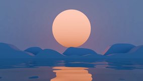 Minimal abstract scene with a large orange sun and rolling blue waves against a purple sky, creating a dreamy, surreal landscape with soft curves and serene tones.

 - Powered by Shutterstock - Get 15% off with code: PIKWIZARD15