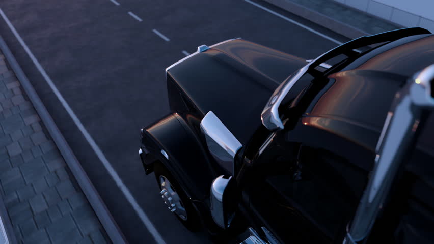 The truck is driving on the highway