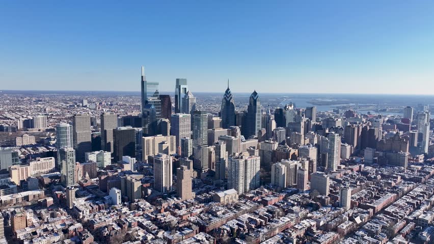 Downtown Philadelphia At Philadelphia In Pennsylvania United States. Downtown City. Metropolis Landscape. Downtown Philadelphia At Pennsylvania United States. Financial District. Stunning Cityscape.