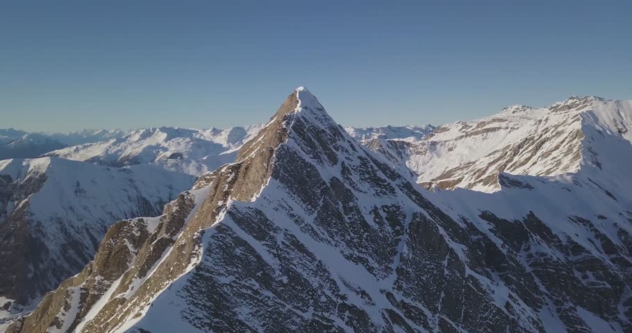 Alps Range Golden Hour Inspiring Nature 4k Cold Mountain Top Snow Ice Tourism Sport Eco Travel Mountains Peaks Cliffs Rocks Slow Motion Ridges Landscape Drone Aerial Flight Over Mountain 