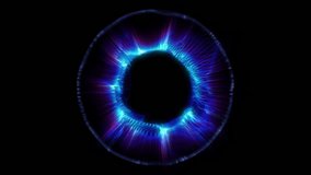 Eye iris abstract digital concept looping seamless animation of artificial intelligence vision or technology, glowing ring of blue and purple energy - Powered by Shutterstock - Get 15% off with code: PIKWIZARD15