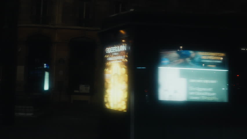 Night Drive Through Foggy Streets of Paris View from Car Window