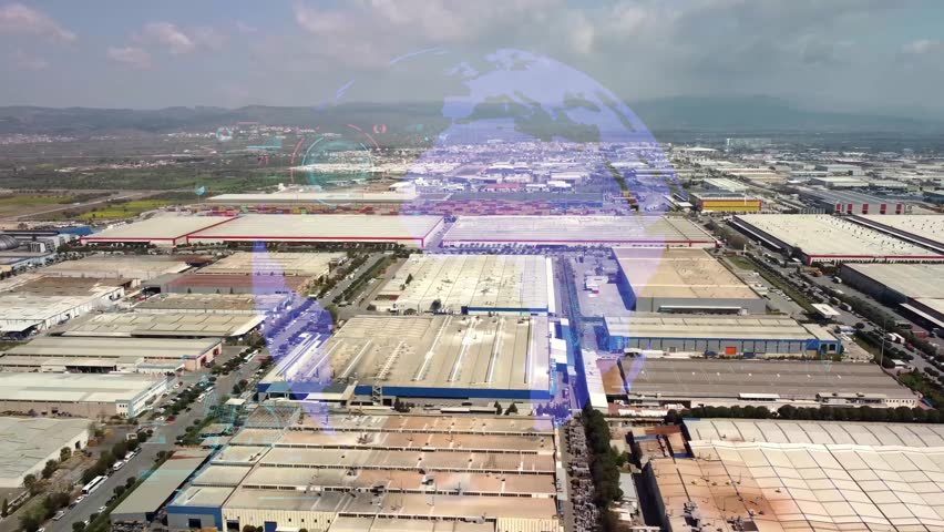 Industrial technology concept. Communication network. INDUSTRY 4.0. Factory automation.