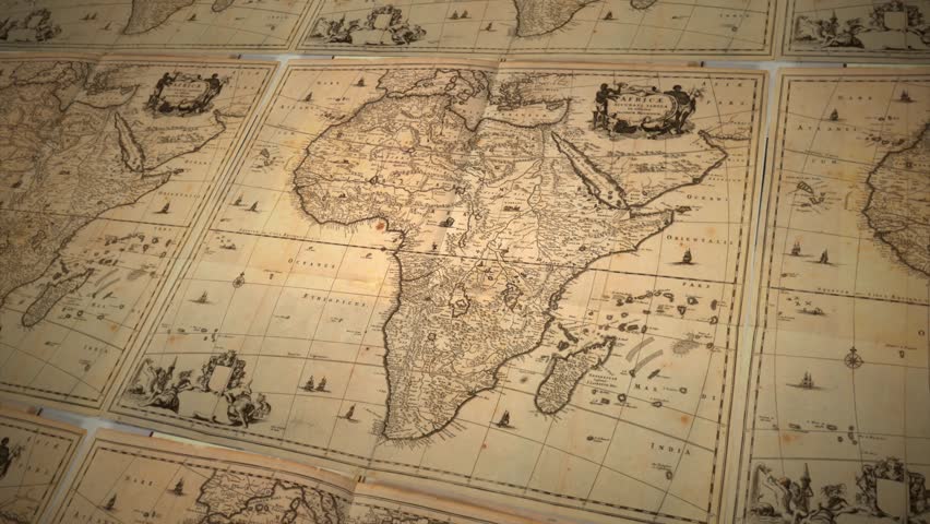 Old world atlas page featuring detailed African continent cartography