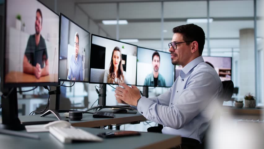 Video Conference Call. Remote Virtual Meeting Online
