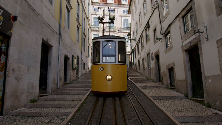 Historic Bica funicular in Lisbon