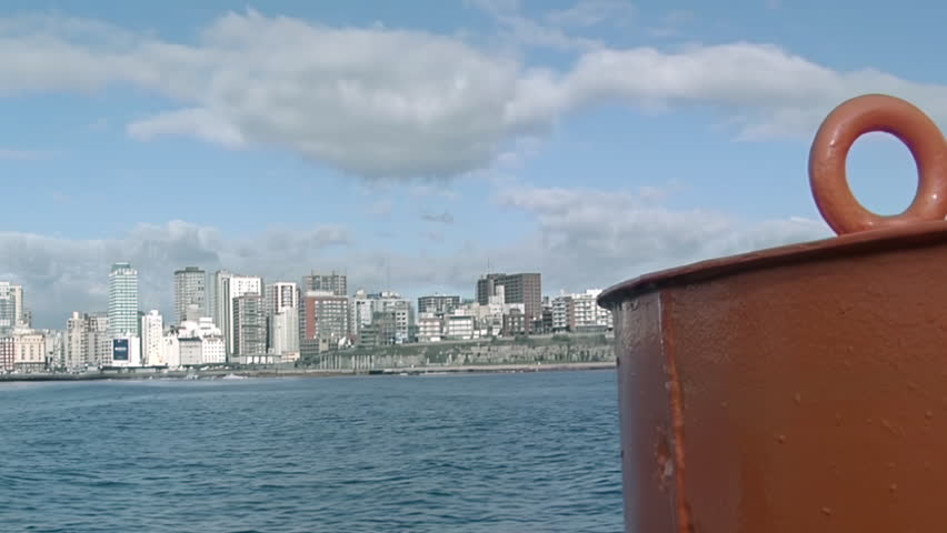 Fishing Boat Perspective of Mar del Plata Coastline, Buenos Aires, Argentina