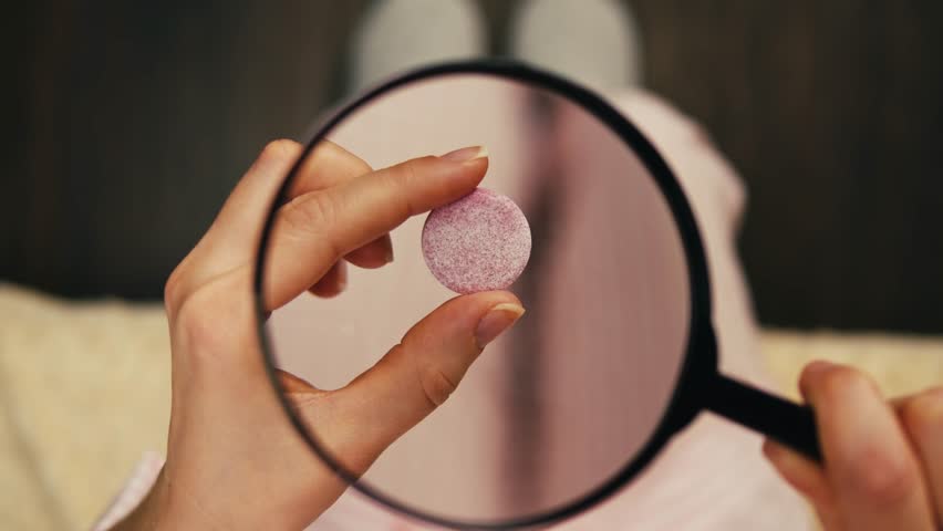 Pills and vitamins macro, Close up view of womans hands holding plenty of different drugs. Painkillers and antibiotics. Healthcare and medicine concept
