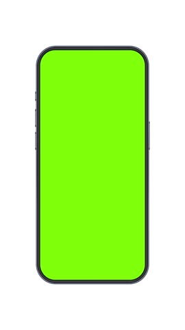 Smartphone Animated Mockup with Green Screen, Front View, Zoom Effect, Isolated on White Background. Vertical Animation for Showcasing Mobile App Design In Social Media