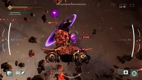 Using alien starship in an action fun pc game challenge. Attacking the target spacecraft in a fun pc game mission. Player defeating the enemy to complete a digital fun pc game level. - Powered by Shutterstock - Get 15% off with code: PIKWIZARD15