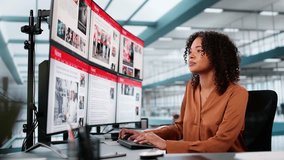 Woman Looking At News In Online Newspaper On Computer - Powered by Shutterstock - Get 15% off with code: PIKWIZARD15