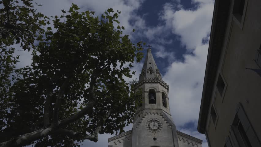 Cinematic 4K Slow Motion Footage Of Historic Church In Provence, France, 2025.