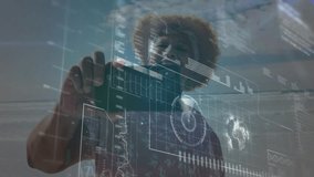 Taking selfie, person with digital data and animation overlaying background. Technology, innovation, futuristic, virtual, augmented reality, connectivity - Powered by Shutterstock - Get 15% off with code: PIKWIZARD15