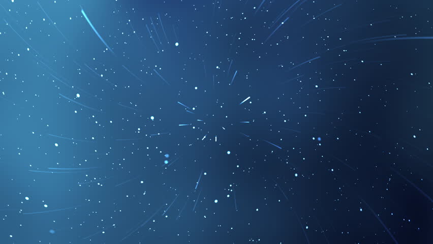 Blue cosmic scene featuring radiant stars and streaks of light, evoking a sense of vastness and wonder.