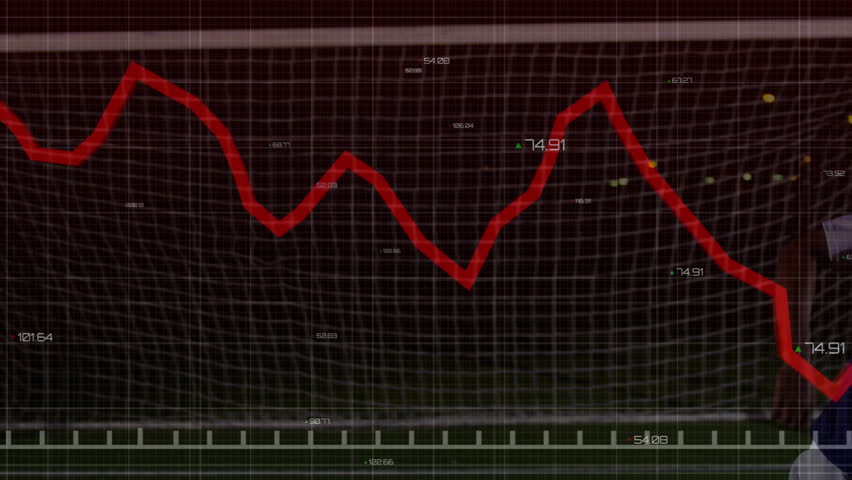 Kicking soccer ball, player with financial graph overlay in animation scene. Sports, football, analytics, statistics, data, finance - Powered by Shutterstock - Get 15% off with code: PIKWIZARD15