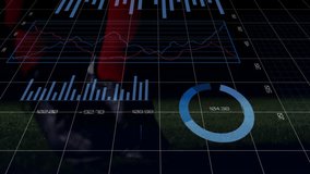 Financial data graphs overlaying soccer ball on field, creating animation effect. Finance, technology, sports, analytics, investment, motion - Powered by Shutterstock - Get 15% off with code: PIKWIZARD15