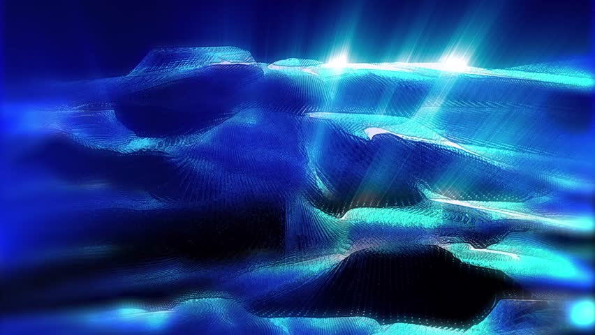 
A futuristic landscape reminiscent of a mirage of moving virtual sea waves or sand dunes.
