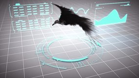 Indian vulture in Flight Over Glowing Grid Futuristic and Dynamic Scene with Dark Background Highlighting Powerful Wings and Birds Presence - Powered by Shutterstock - Get 15% off with code: PIKWIZARD15