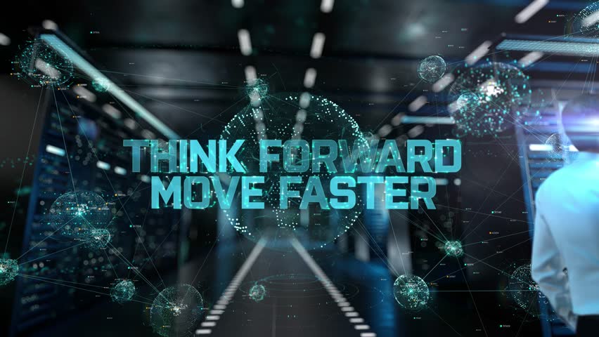 Forward. Move Faster. IT Administrator Activating Modern Data Center Server with Hologram.