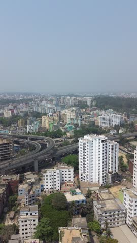 Aerial View Skyline of Chittagong City in Bangladesh. Chittagong Cityscape Drone Point of View. Chittagong City of Bangladesh