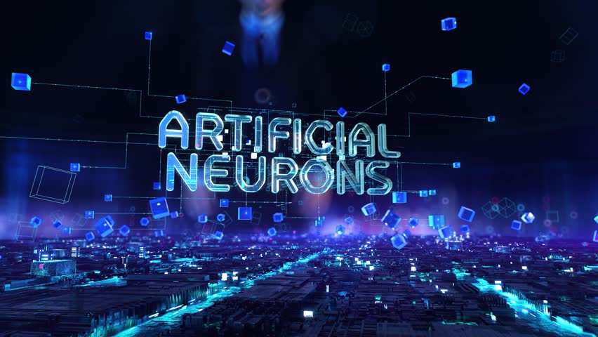 Artificial Neurons- businessman working with virtual reality at office.