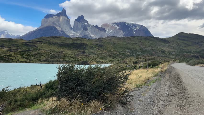 Strong wind in Torres del Paine National Park, Chile