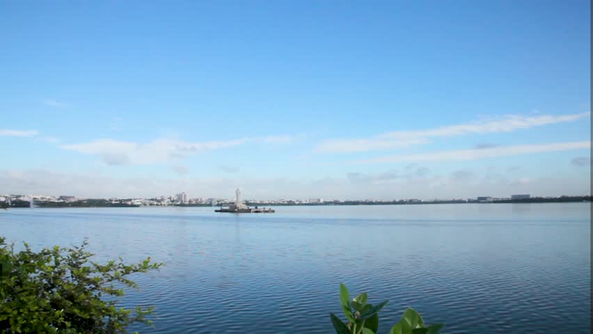 Hussain Sagar Tank Bund in Hyderabad, Telangana, India. 