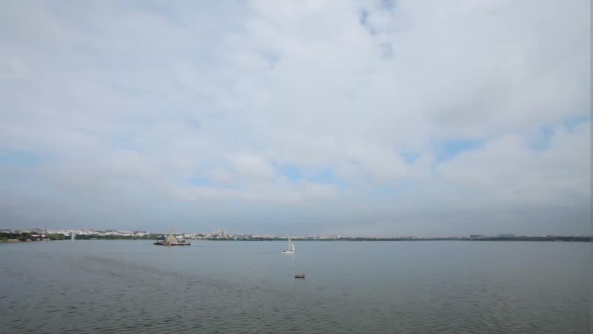 Hussain Sagar Tank Bund in Hyderabad, Telangana, India. 