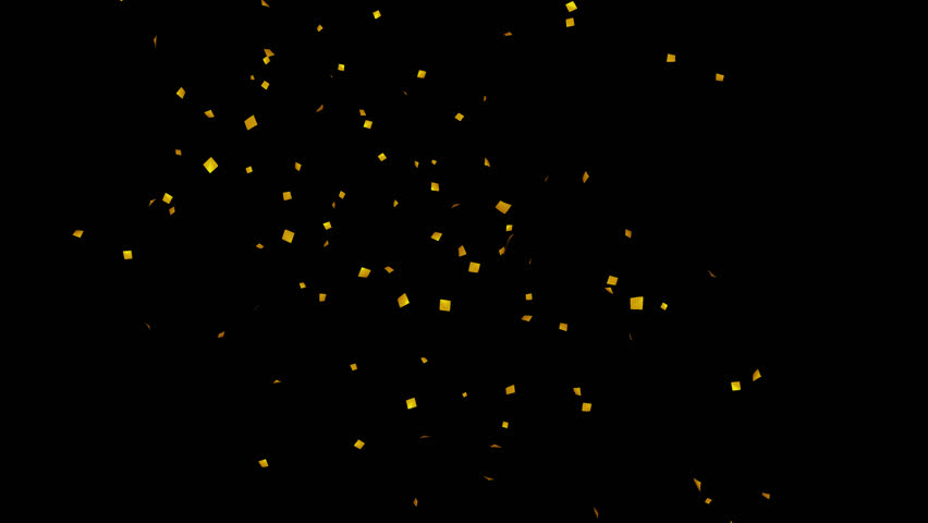 3d Golden popper explosions confetti on Left Side Alpha channel.