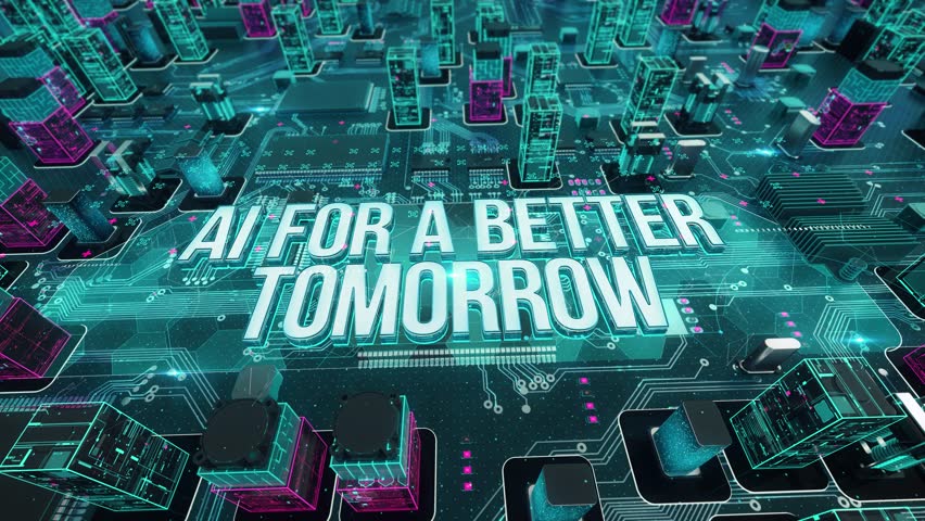 AI for a Better Tomorrow- with digital technology hitech concept. 3D Illustration