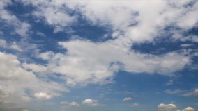 Time lapse of white clouds with blue sky.