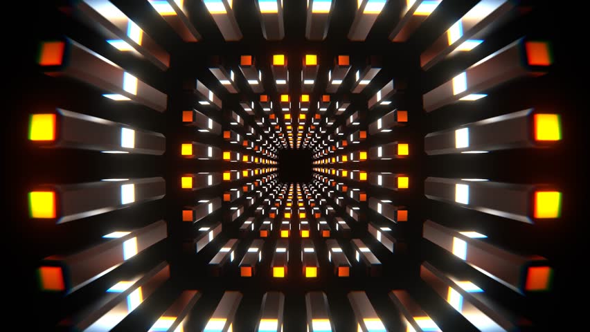 Orange and White Neon Columns Tunnel Background VJ Loop in 4K