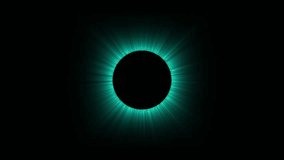 Glowing Solar Eclipse loop Animation with Radiating Light Aura and Dark Circular Silhouette on Black Background for Sci-Fi, Space, and Cosmic Themes - Powered by Shutterstock - Get 15% off with code: PIKWIZARD15