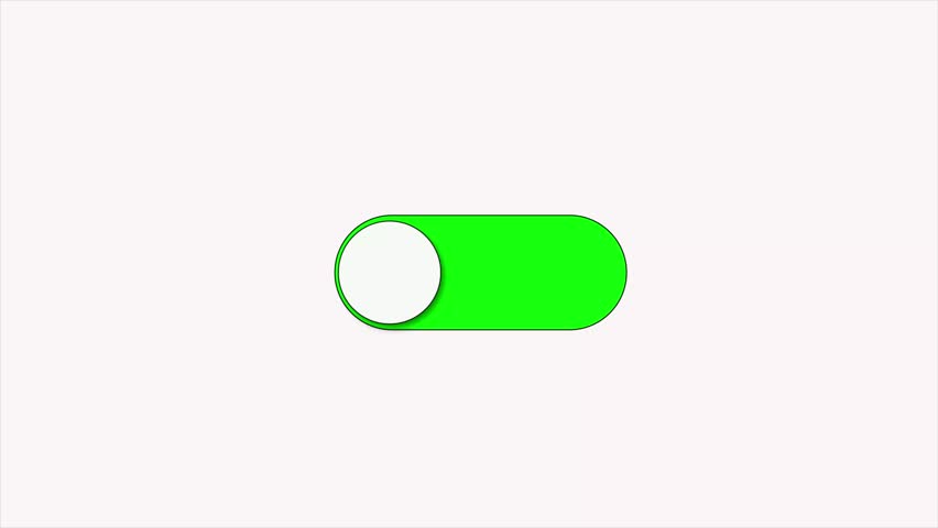 green and white Switch on and switch off buttons. Power digital button. Click control. Turning on-off animation with white background.