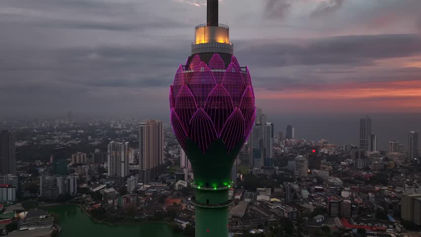 Lotus tower in Capitol of Sri Lanka. Colombo city. Iconic giant tower in the city. 