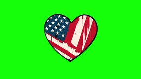 Animated Simple heart in USA flag colors, on green screen chroma key background - Powered by Shutterstock - Get 15% off with code: PIKWIZARD15
